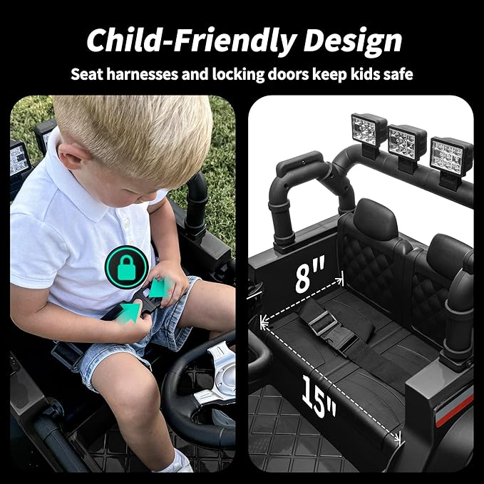 4WD Kids Ride on Car Truck, 12V 7Ah Kids Electric Vehicles Car Ride on Toy for Toddlers 3-5 with Remote Control - Black