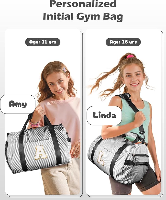 Daughter Birthday Gifts, Girls Travel Duffle Bag, Kids Initial Overnight Bags with Shoe Compartment, Monogram Weekender Bag with Makeup Pouch, Ballet Recital Gift for Teen Girl (Letter Y)