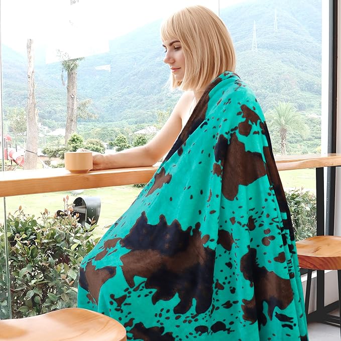 Fleece Teal Blanket Twin Size Soft Warm Turquoise Blue Blanket Lightweight Fuzzy Throw for Sofa Couch Bed Travel