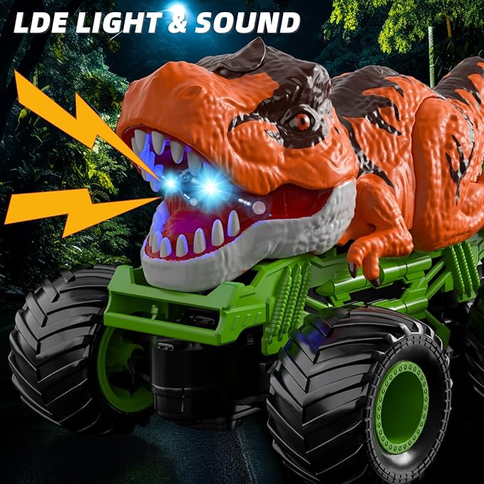Bennol Remote Control Dinosaur Car for Boys Kids, 2.4Ghz RC Dinosaur Truck Toys for Toddlers, Electric Hobby RC Car Toys with Light & Sound Spray Birthday Gift for 3 4 5 6 7 8 Year olds Kids Boys