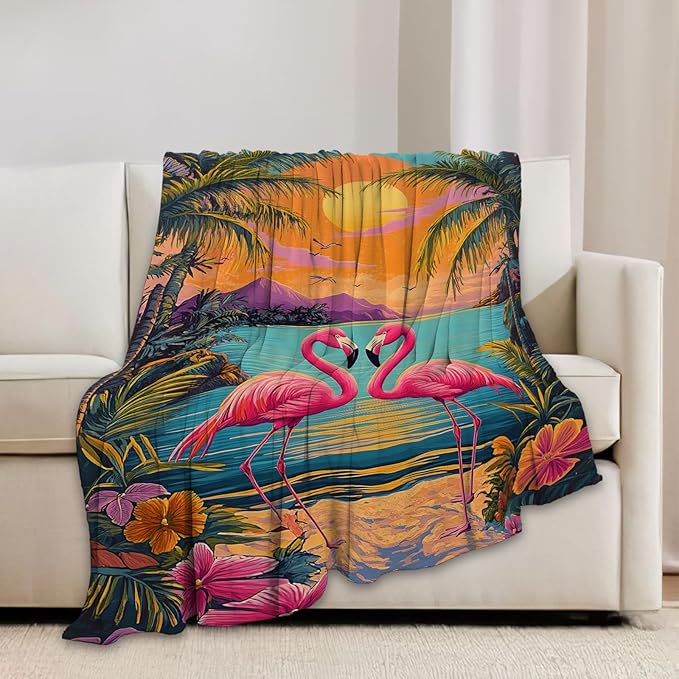Flamingo Blanket Tropical Animal Floral Throw Blankets Gifts for Girls Boys Kids Flamingo Lover Soft Cozy Fleece Plush for Couch Sofa Bed 60"x50"