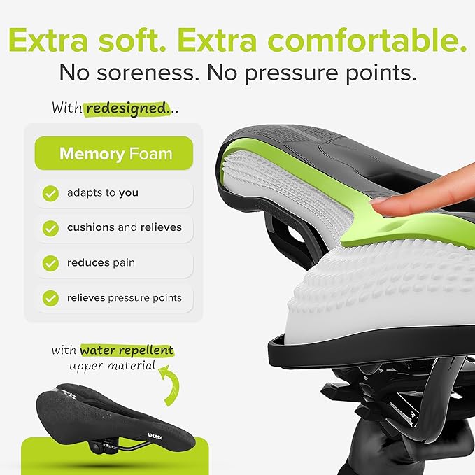 Velmia Bicycle Saddle - Comfortable Saddle for Men and Women - 3 Zone Concept - Waterproof Bicycle Seat with Ergonomic Design