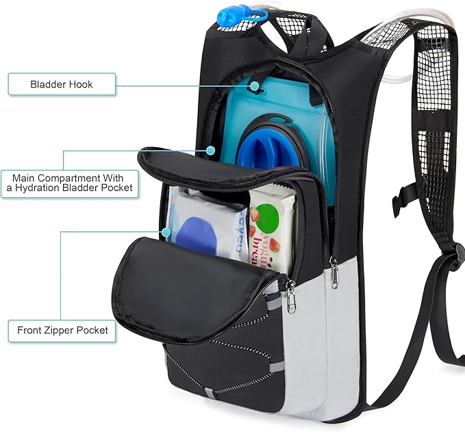 Hydration Backpack - Lightweight Water Backpack with 2L Water Bladder Bag, Running Hydration Vest Backpack for Men Women, Hydration Pack for Hiking, Cycling, Climbing MIYCOO