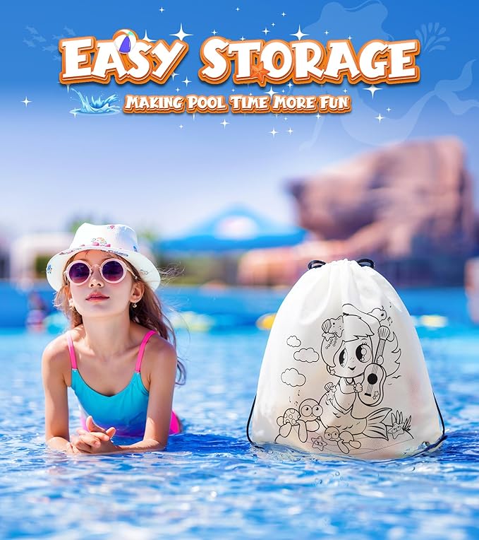 Pool Toys for Kids, Mermaid Swim Diving Pool Toys for Toddlers Girls,Underwater Sinking Water Ball Games, Pool Swim Float Treasure Fish Toy, Diving Ring Toys with Mesh Bag for Summer Pool Beach Party