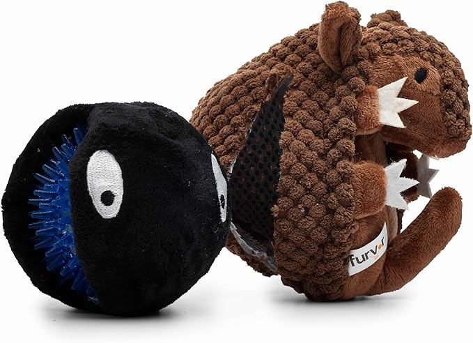 Flourish Pets 3 in 1 Multi-Layer Chew Toy for Active Dogs | Non-Toxic BPA Free Double Stitched Soft Fabric Exterior Dog Toys | Long-Lasting Dog Plush Toys – Small Armadillo 5.5"