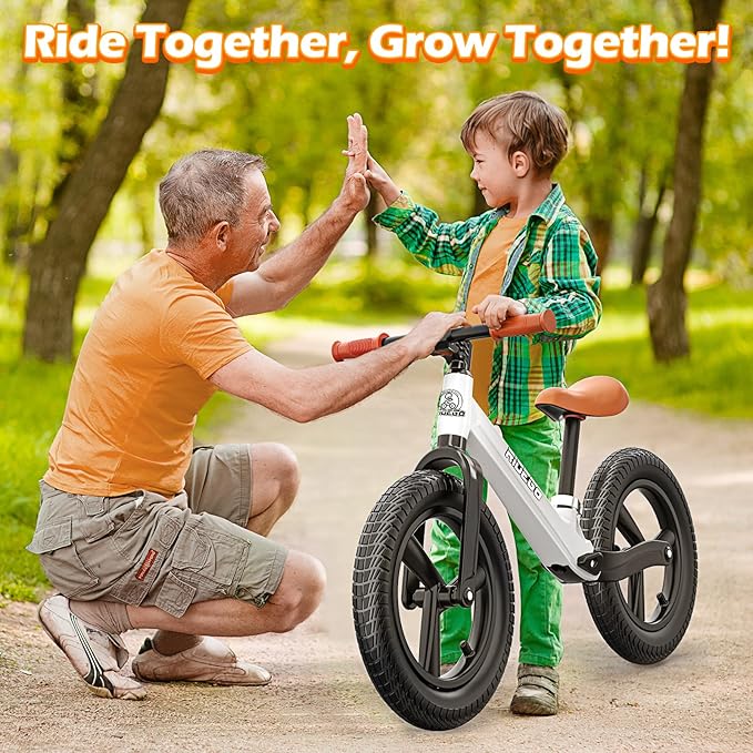 Ridego 14 Inch Balance Bike for Kids 3-6 Year Old,Lightweight Kids Bike with Adjustable Seat, Push Bicycle with Air Rubber Tires，Ride-on Toys Birthday Gift