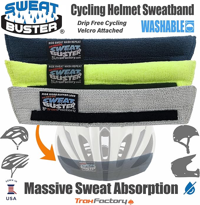 Bike Helmet Sweatband – Stops Sweat Dripping, Keeps You Cooler, Premium Comfort, Simple Helmet Integration & Quick Removal for Washing. Mountain Biking, Road Biking or Any Cycling.