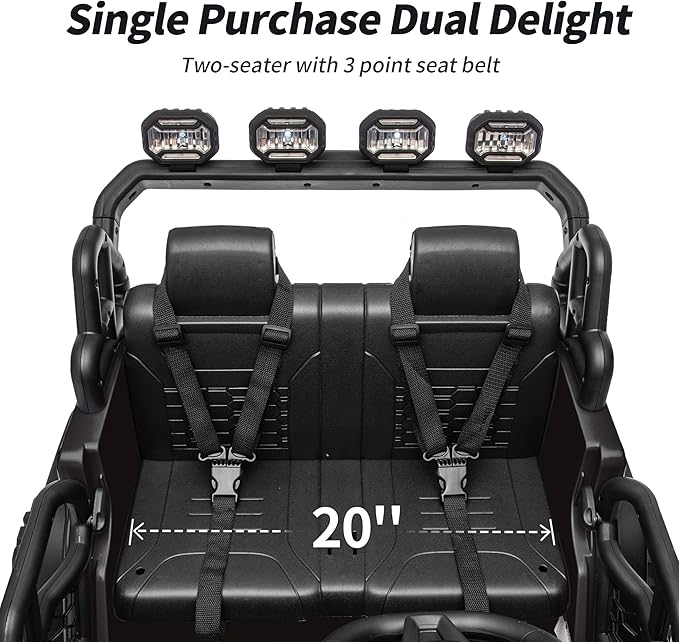 2 Seater Ride on Electric Car, 12V Ride on Toy Car for Kids 4-8 w/Remote Control, EVA Tires - Black