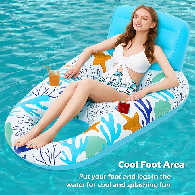 Jasonwell Inflatable Pool Float Adult - Pool Floaties Lounger Floats Raft Floating Chair Water Floaties for Swimming Pool Lake Lounge Float with Cup Holders Beach Pool Party Toys for Adults