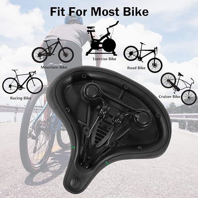 Haoqi Bike Seat Cushion for Men & Women Oversized Bike Saddle Compatible with City, Electric, Stationary, Peloton, MTB, Racing Bikes, Wide Winged, Padded, Waterproof, Shock Absorbing, Universal