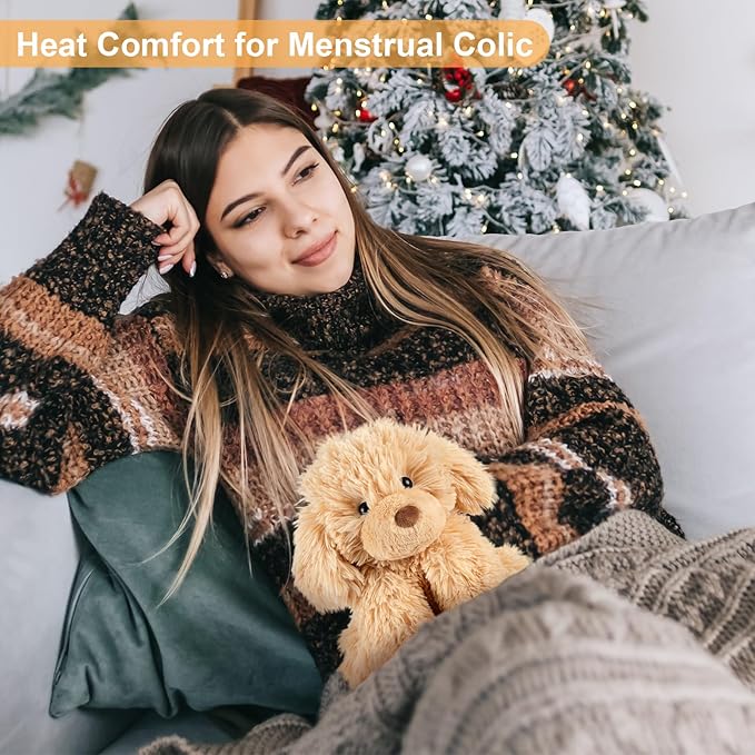 Warmable Golden Retriever Plush Toy, Microwavable Stuffed Animal Heating Pads for Period & Stress Relief, Lavender Dog Stuffed Animal for Anxiety, Bedtime, Puppy Plushie Gifts for Kid Women