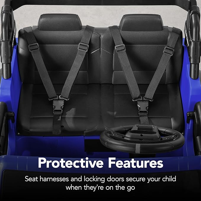 Best Choice Products Kids 24V 2-Seater Electric Ride On Car Truck w/ 132lb Weight Capacity, Parent Control, Bluetooth, LED Lights - Blue