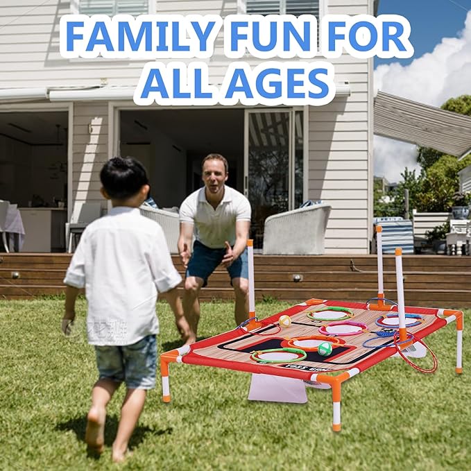 Bean Bag Toss & Ball Toss & Ring Toss,5-in-1 Outdoor Toys for Kids,Family Games for Kids and Adults,Gift for Christmas and Birthday