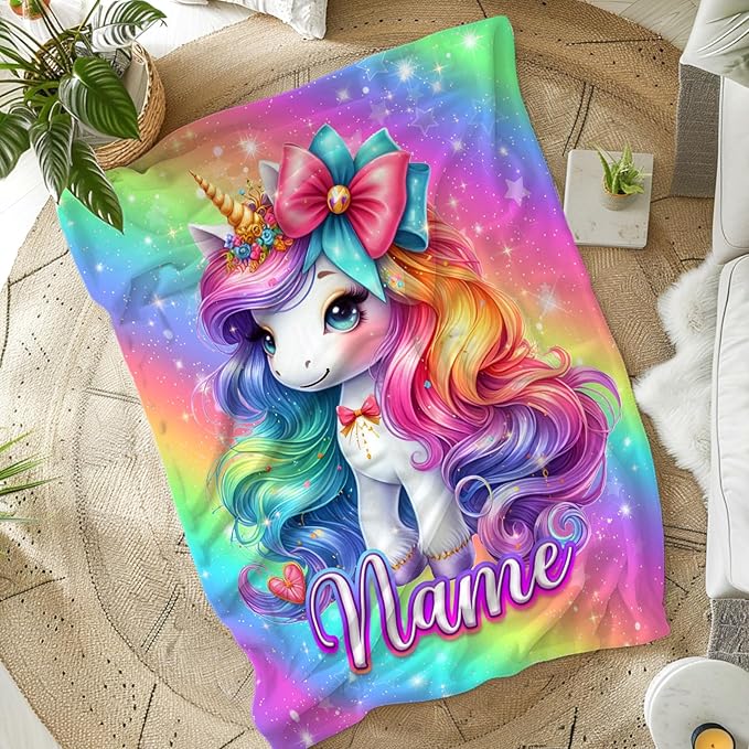 Unicorn Blankets Gift for Kids Daughter Granddaughter - 40x50 Inches Small Soft Fuzzy Cute Accessories Decor Personalized Throw Gifts for Travel Cars Office All Seasons