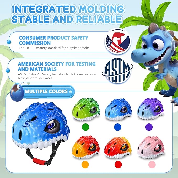 Toddler/Kids Bike Helmet Set for Boys Girls 3D Adjustable Kids Helmet Protective Gear Set Knee Elbow Wrist Pads and Multi-Sports Skateboard Scooter Cycling Roller Balance Bike