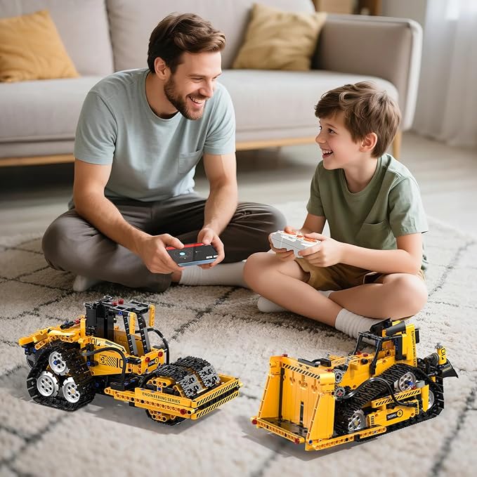 5 in 1 Building Toys STEM Robotics Kit for Kids 6-14, Remote & APP Controlled STEM Excavator/Truck/Robot/Bulldozer/Roller, 535 PCS Blocks RC Robot Erector Sets, Birthday Gift for 8 10 11 12+ Years Old