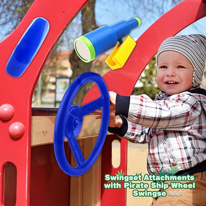 Playground Accessories Swingset Steering Wheel Plastic Telescope Telephone Swingset Phone Toy for Kids Outdoor Playground Backyard Treehouse