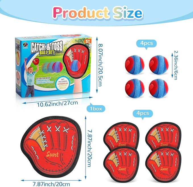 Toss and Catch Ball Game Outdoor, Kids Outdoor Games Yard Games Beach Toys Pool Toys for Family, Toddler Baseball Glove & Catch Ball Toys Birthday Gift for Ages 3 4 5 6 7 8-12 Year Old Boys Girls
