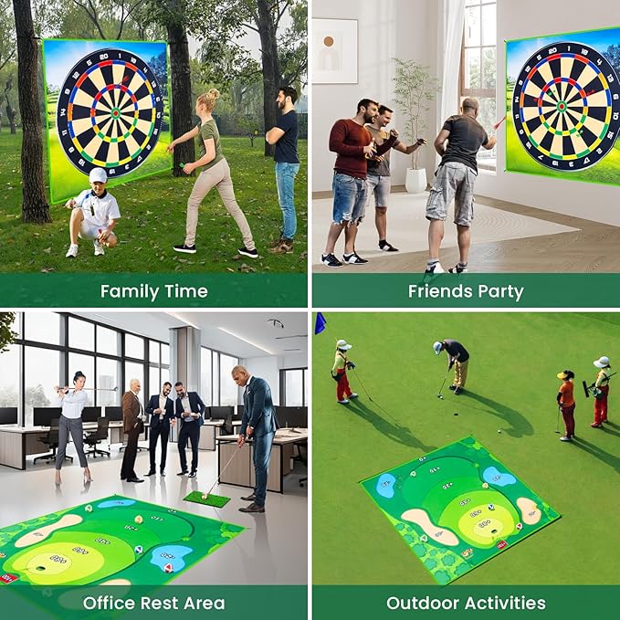 Battle Golf Game Set Chipping Game Practice Mat Games for Backyard Fun and Swing Training, Golf Hitting Mat Play for Golf Parties and Kids Family Activities Outdoor