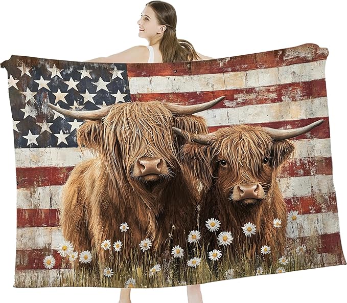 Highland Cow Blanket for Women, Highland Cow Fleece Blanket Gifts for Boys Girls, Warm Cozy Soft Flannel Stuff for Bed Sofa Couch 50" x 40"