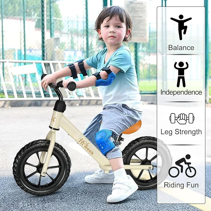 Toddler Balance Bike 12” No Pedal Training Bicycle for Kids 24 Months to 5 Years Tool-Free Adjustments Seat and Handlebar Best Gift for 2 3 4 5 Boys Girls