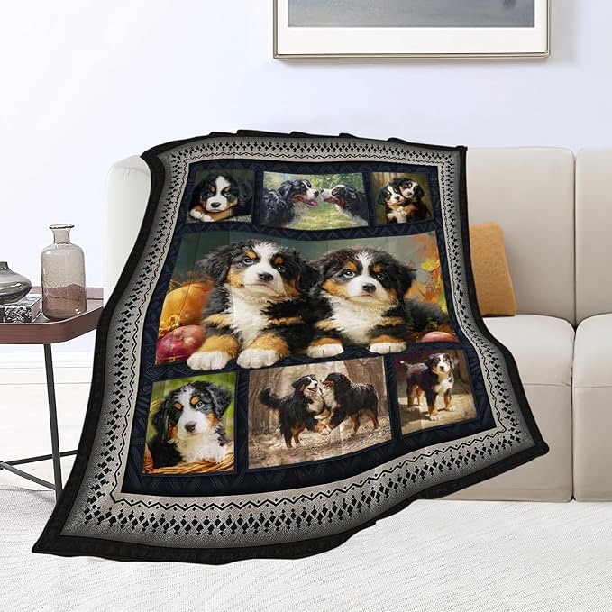 Bernese Mountain Dog Blanket Cute Dogs Animal Throw Blankets Gifts for Girls Boys Kids Dog Lover Soft Cozy Fleece Plush for Couch Sofa Bed 50"x40"