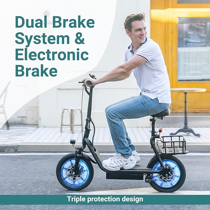 NAVIC Electric Scooter Adults,Max 19/27 Miles Ranges,Top Speed 19/22 mph,350/500W Peak Motor, Folding E-Scooter with Dual Braking Dual Suspension