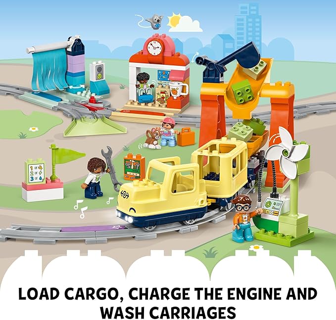 LEGO DUPLO Town Big Interactive Community Train Set - Learning Toddler Train Toy Playset for Boys and Girls, Ages 3+ - Gift Idea for Birthdays and Holidays - 10428