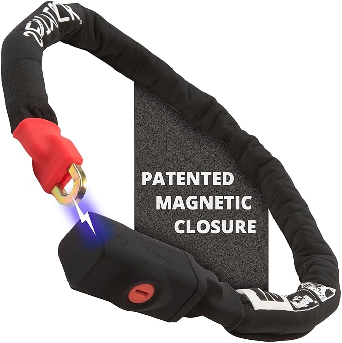 Seatylock Viking Bike Chain Lock with Key - Magnetic Patented Sold Secure Silver Rated - Heavy Duty Anti Theft - Smart Ultra Security Bicycle Lock (43.3 Inch)