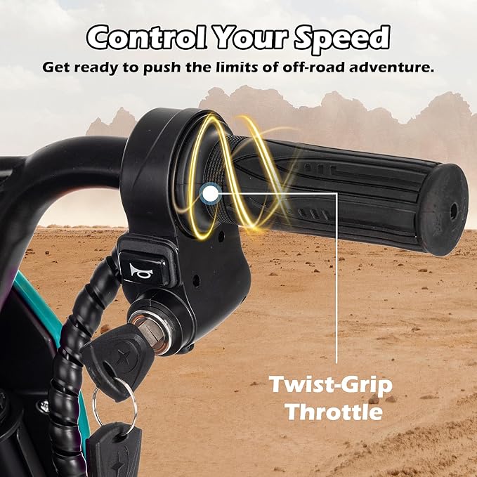 24V Electric Dirt Bike for Kids, 250W Electric Motorcycle Up to 11 MPH & 10 Miles Long-Range, Twist-Grip Throttle, 12" Knobby Tires, Spring Suspension, Music, Dark Green (Without Cover)