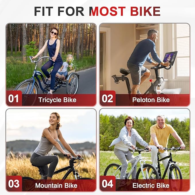 BLUEWIND Oversized Bike Seat, Wide Bicycle Saddle Novel Backrest Design for Electric Bike, Universal Fit Exercise Bike or Road Stationary Bike Seat Cushion for Men & Women