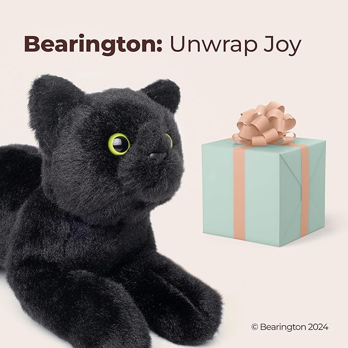 Bearington Collection Lil' Jinx Black Cat Plush Toy, 8-Inch Realistic Stuffed Animal for Kids