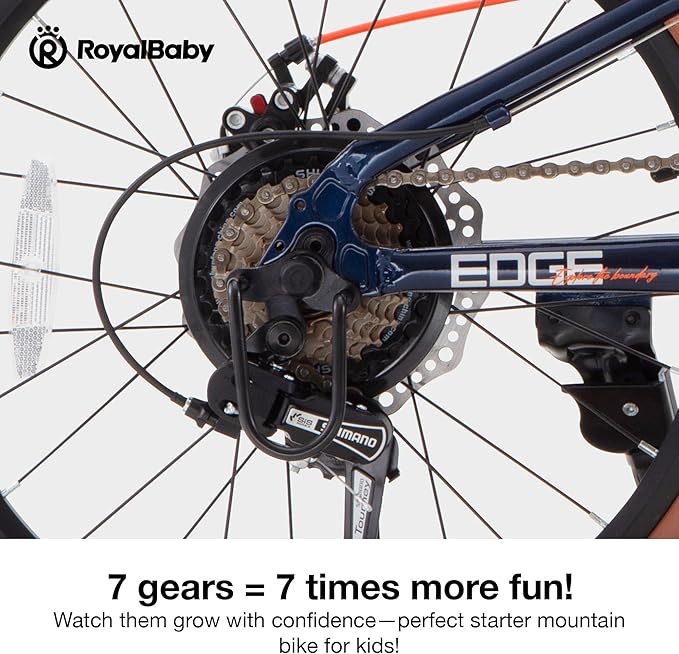 RoyalBaby Kids Mountain Bike for Boys and Girls, Ultra-Light Aluminum 20-24 Inch Wheel Bicycle for 6-14 Years Old Children, 7/21-Speeds Drivetrain