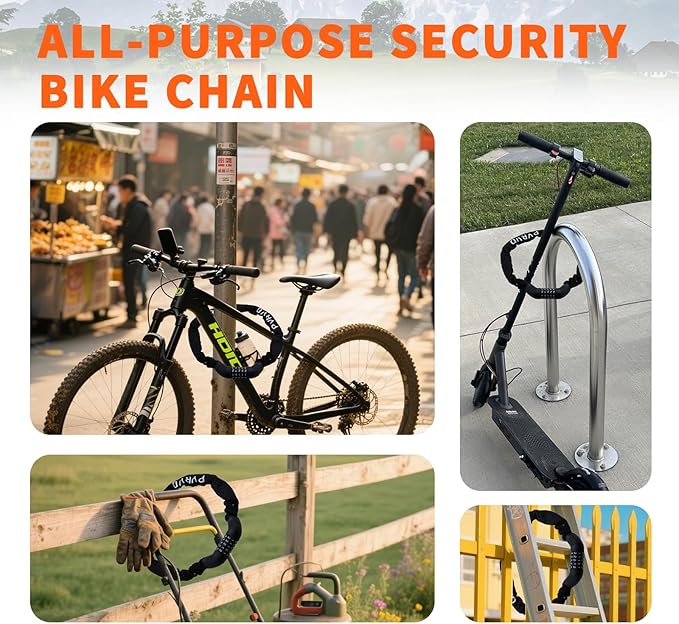 Bike Chain Lock, 5 Digit Combination Heavy Duty Anti Theft 3.5Ft Bicycle Chain Lock,6mm Thick High Hardness keyless Bike Lock for Bike,Scooter,Motorcycle,Door, Gate