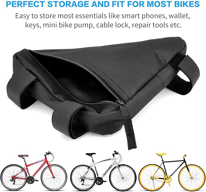 Bike Triangle Frame Bag - Bicycle Cycling Storage Triangle Top Tube Front Pouch Saddle Bag for Road and Mountain Bikes
