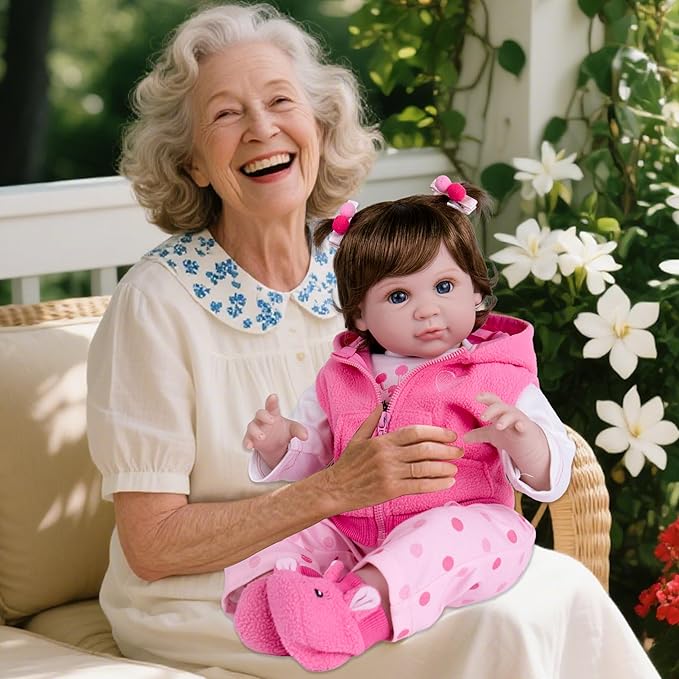 Milidool Lifelike Reborn Baby Dolls Girl, 22 inch Realistic Silicone Baby Doll Weighted Soft Body Baby Doll Real Life Baby Dolls with Accessories for 3+ Year Old Girls Gifts, Pretend Play, Collection