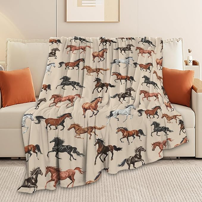 Horse Blanket Horse Throw Blanket Gifts for Girls Boys Kids Adults Women Men Super Soft Cozy Plush Fluffy Fuzzy Fleece Blanket Home Decor 40''X50''