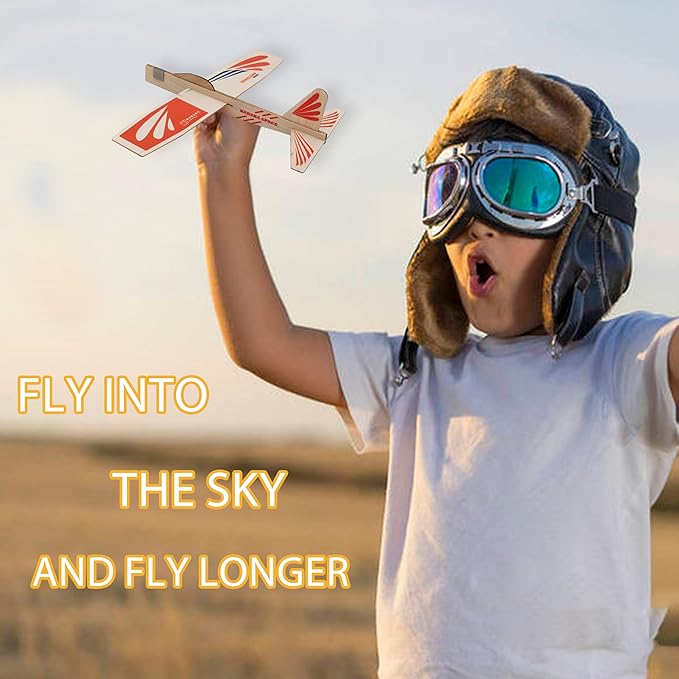 5-Pack Balsa Wood Airplane Glider Kits for Kids - Model Toy Airplane Set | Perfect for Outdoor Flying in Yards, Parks & Open Spaces