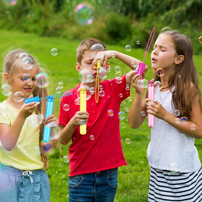 Bubble Wand, 36 Pcs Bubble Wands Bulk in 6 Colors, Bubble Party Favors for Kids, Summer Toys, Indoor Outdoor Activity, Themed Birthday, Wedding, for Girls & Boys