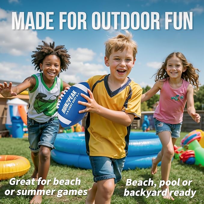 Light Soft Mini Football for Kids Toddler - 8" PU Leather and Foam Layer Small Footballs - Safe Lightweight Indoor Outdoor Beach Water Pool Sports Toys for Summer Outside Games Play with Pump