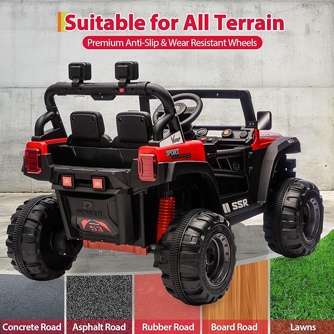 12V Ride On Car for Kids, Ride On Toy w/Parent Remote, Spring Suspension, Bluetooth, Music & Horn, LED Light, 4.1MPH Max Speed, 3 Speeds, Electric Car for Kids Toddlers Age 3-8, Red