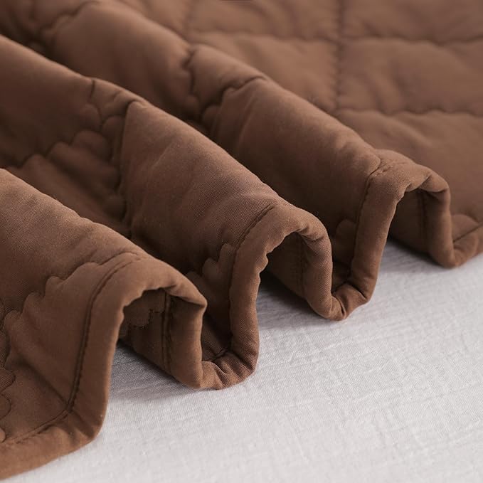 NTBAY Down Alternative Toddler Comforter, Lightweight and Warm Solid Color Baby Crib Quilted Blanket, 39x47 inches, Brown