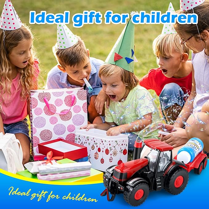 Tractor Bubble Machine for Kids 3 4 5 6 Years Old Boys: 2 in 1 Farm Tractor Toy Automatic Bubble Blowing with Lights & Sounds, Indoor Outdoor Toys for Toddlers, Ideal Gifts for 3-8 Year Olds