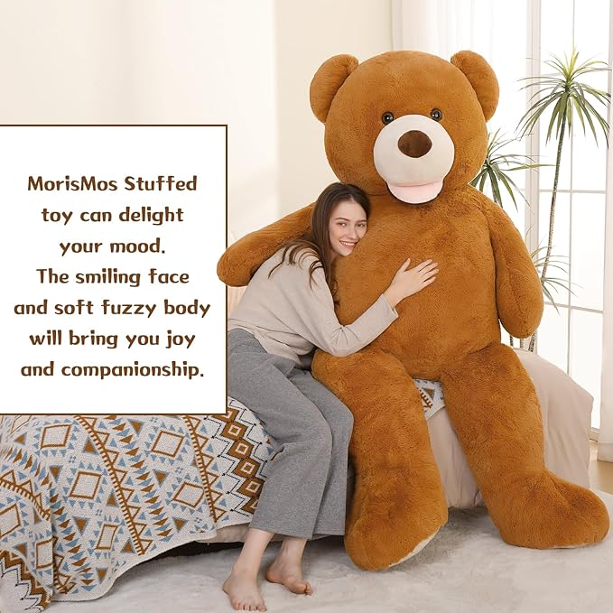 MorisMos Giant Teddy Bear Plush 6ft, Life Size Huge Brown Teddy Bears for Boyfriend, 6 Foot Large Big Stuffed Animal Gifts for Lover on Valentines, Anniversary, Birthday