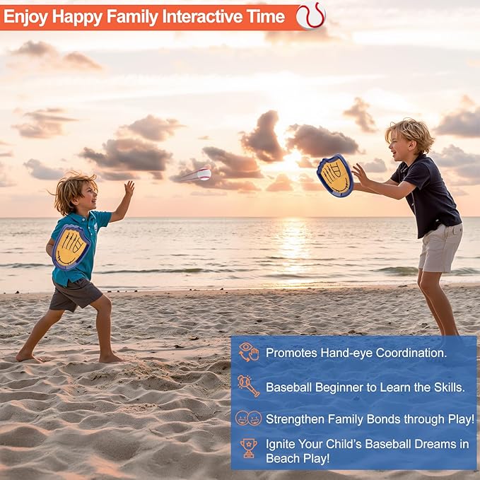 Aywewii Toss and Catch Ball Set Beginner Baseball Training Gloves Beach/Pool Toys Outdoor/Backyard Games for Toddlers and Kids Ages 3-8 Fun Gift for Boys and Girls (Dark Blue, 2 Paddles & 2 Balls)