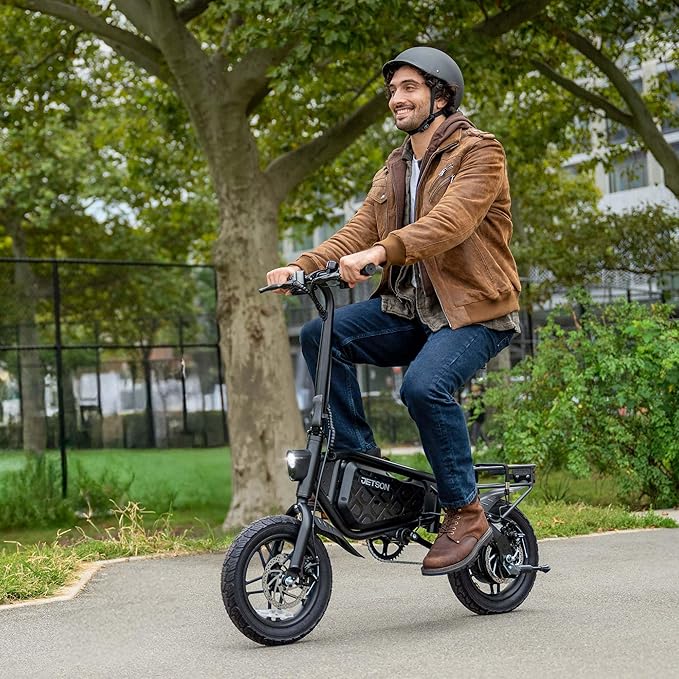 Jetson Bolt Folding Electric Ride-On Bike, Easy-Folding, Built-in Carrying Handle, Twist Throttle, Up to 15.5 MPH, Ages 13+