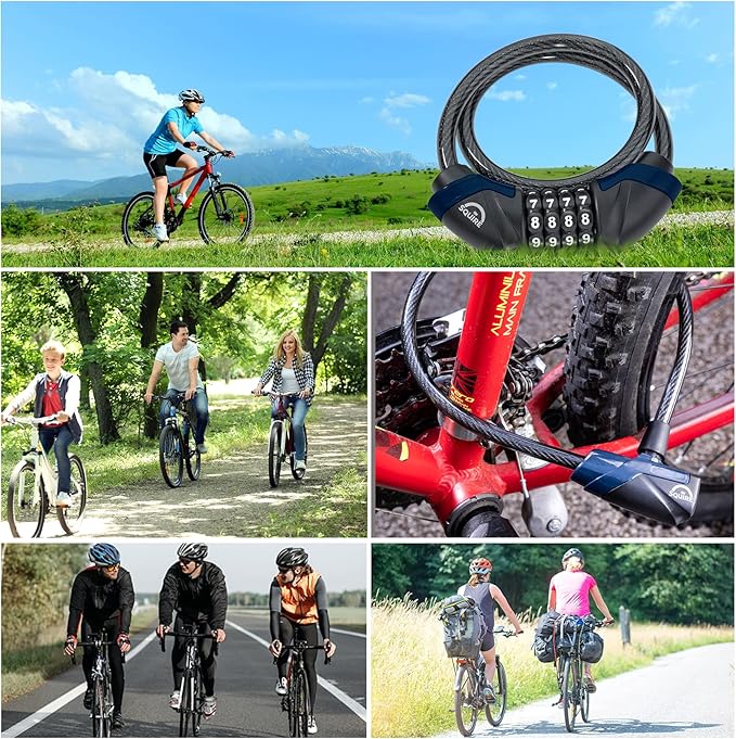 Squire Heavy Duty Bikelock (Kilda Combi) - 4 Wheel Combination Cable Lock - Weatherproof Armoured Steel Combination Bike Lock - Flexible, Tamper Proof Combination Lock All Purpose Use (600 mm)