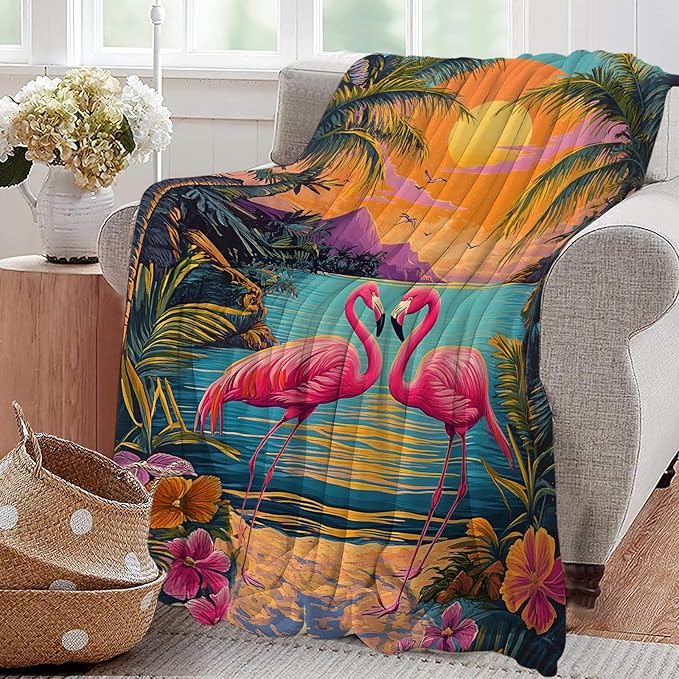 Flamingo Blanket Tropical Animal Floral Throw Blankets Gifts for Girls Boys Kids Flamingo Lover Soft Cozy Fleece Plush for Couch Sofa Bed 60"x50"