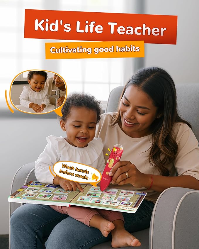 KOKODI Talking Pen Books Sets, Interactive Audio Sound Books Kids Learning Electronic Toys for Boys Girls, Autism Sensory Games, Early Educational Gifts Birthday Gifts for Toddlers Kids Age 2 3 4 5