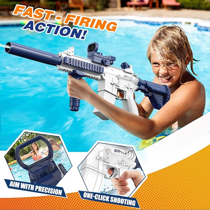 JONEG Electric Water Blaster for Kids Adults - Automatic, Extended-Range, Universal Inlet, Summer Outdoor Beach Swimming Pool Party Toys, Gift for Kids Age 8 9 10 11 12 Years Old Boys